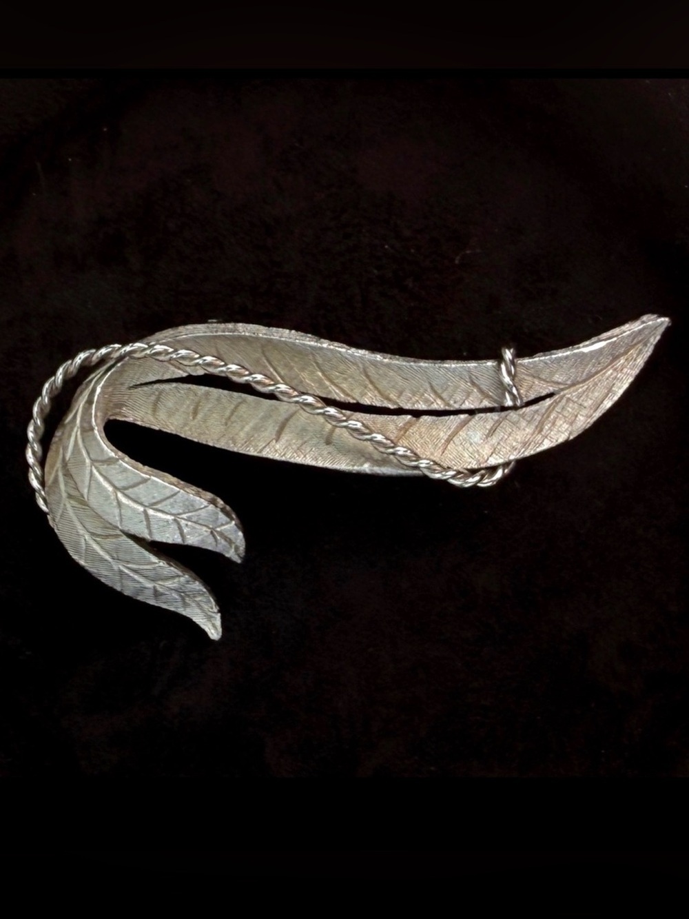 Vintage etched, Silvertone, Roma brooch pin